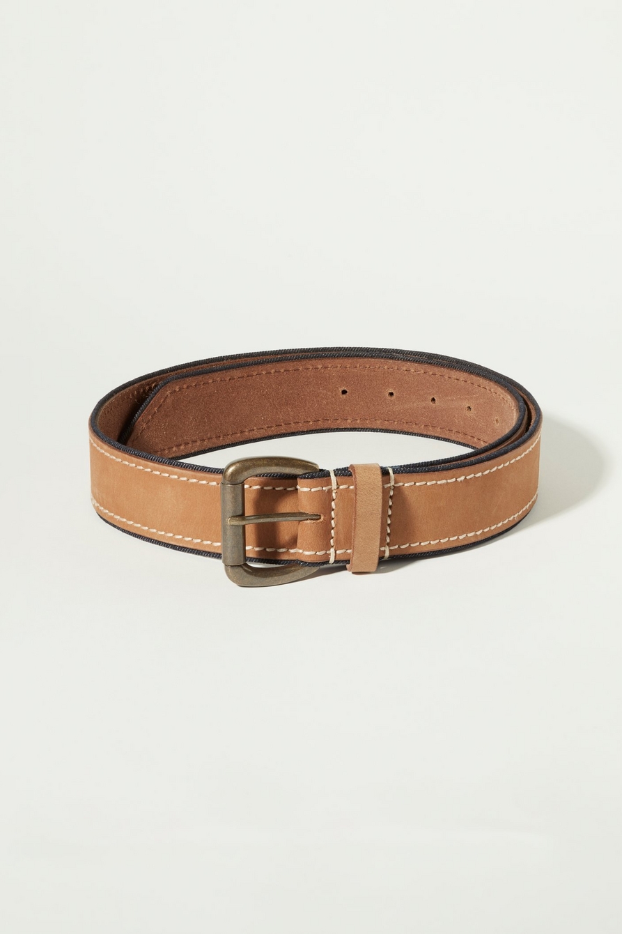 men's leather and denim detail belt